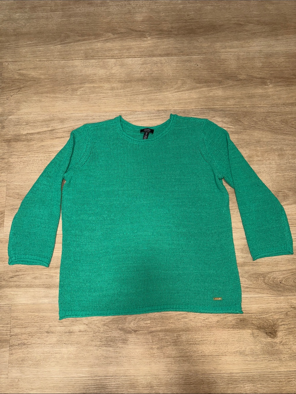 Jones New York Teal Crewneck Knit Sweater